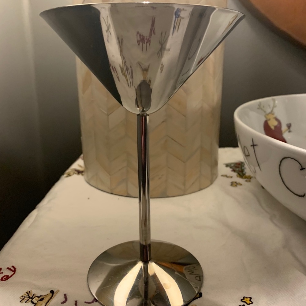 Chrome finished stainless steel martini glasses